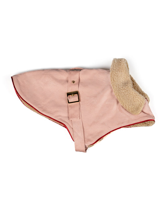 Ecosuede wrap coat with ecofur lining - UnoRuben