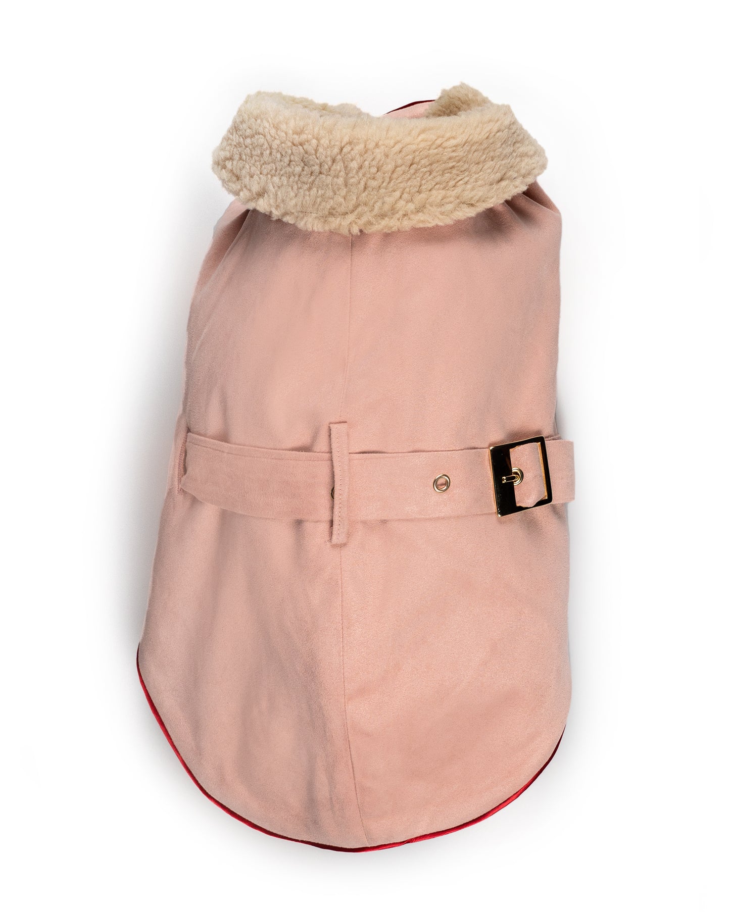 Ecosuede wrap coat with ecofur lining