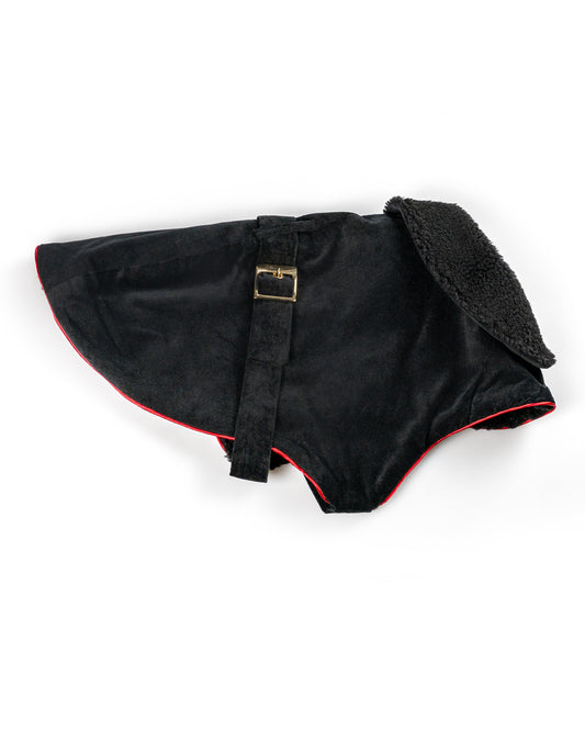 Velvet wrap coat with ecofur lining - UnoRuben