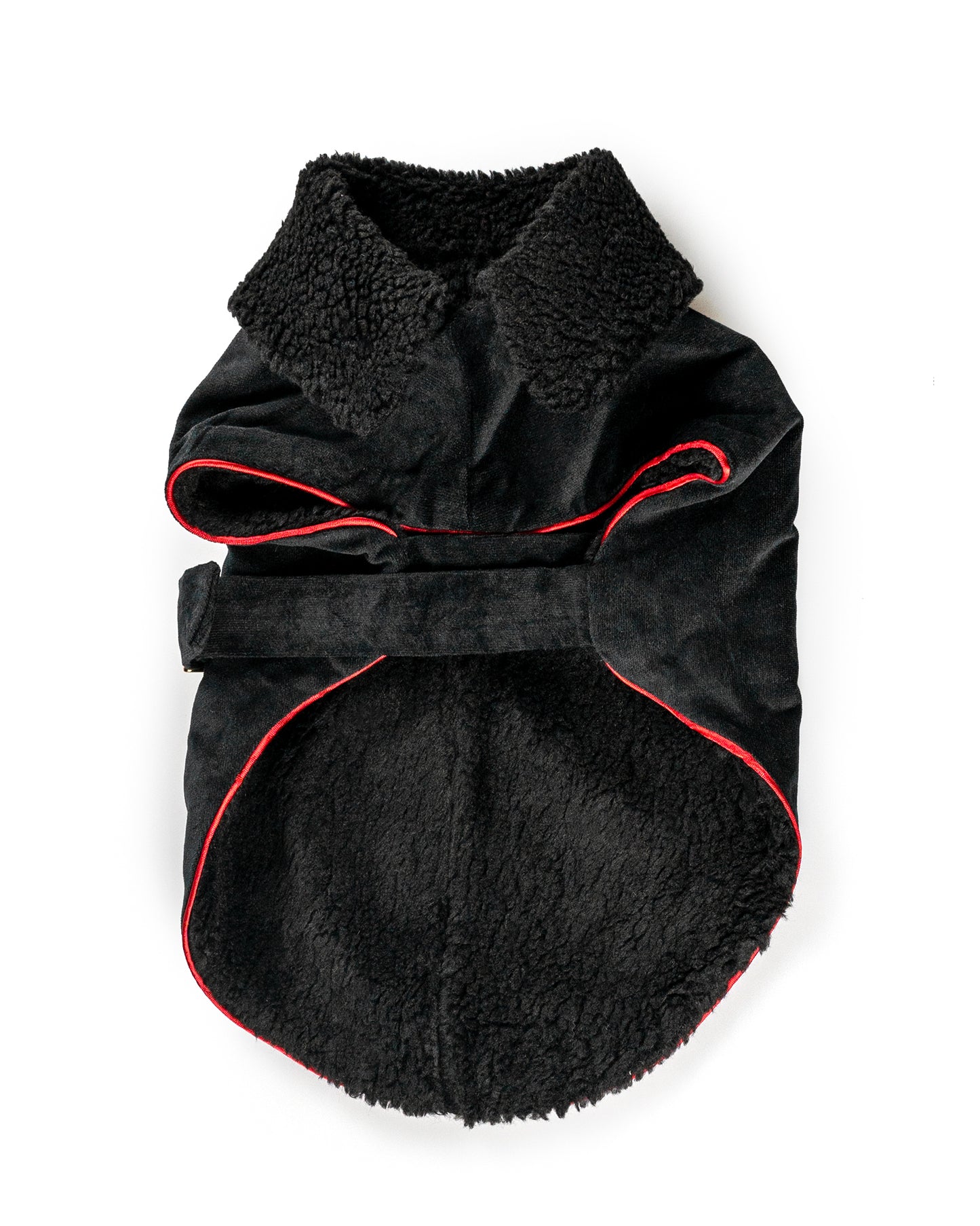 Velvet wrap coat with ecofur lining