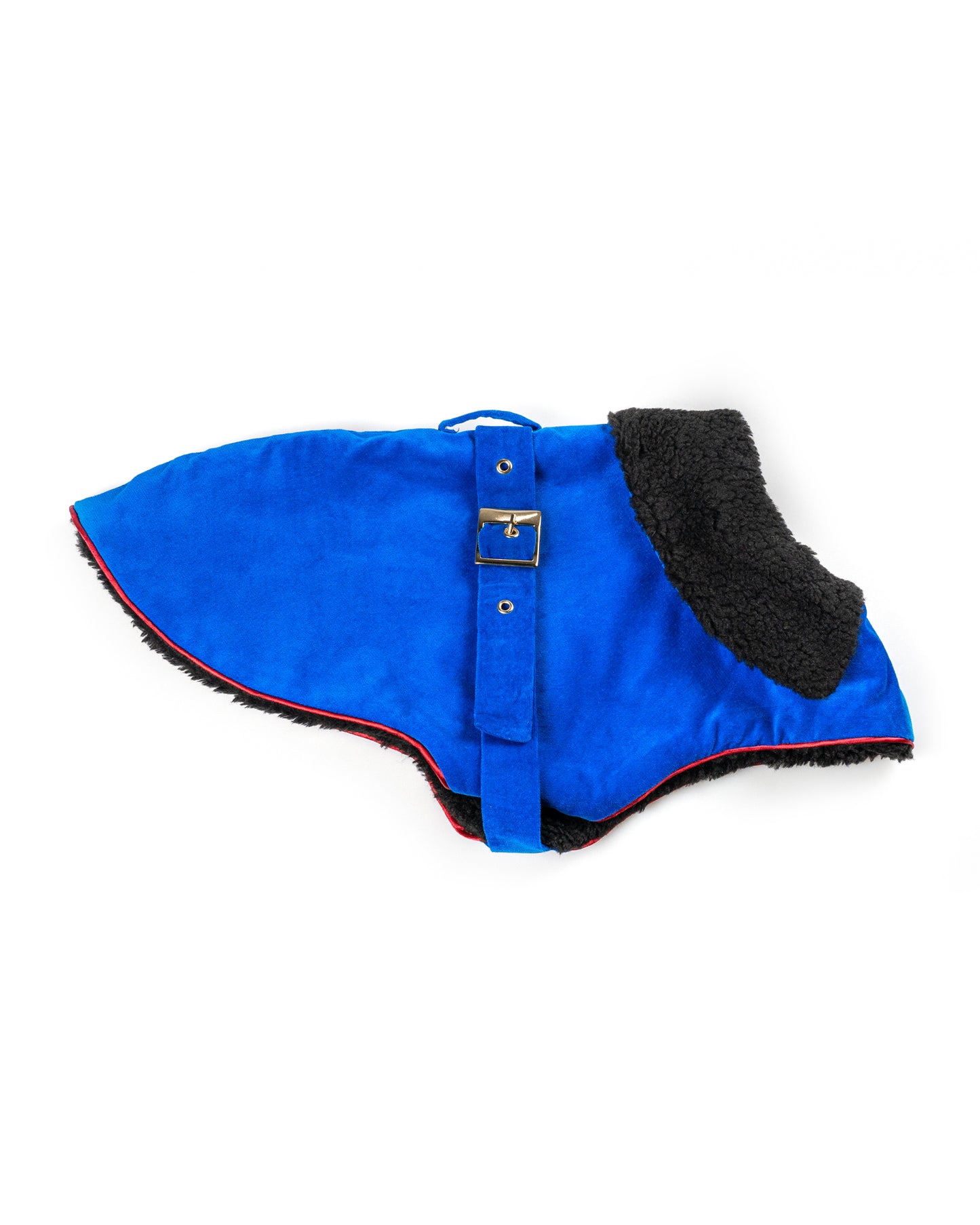 Velvet wrap coat with ecofur lining