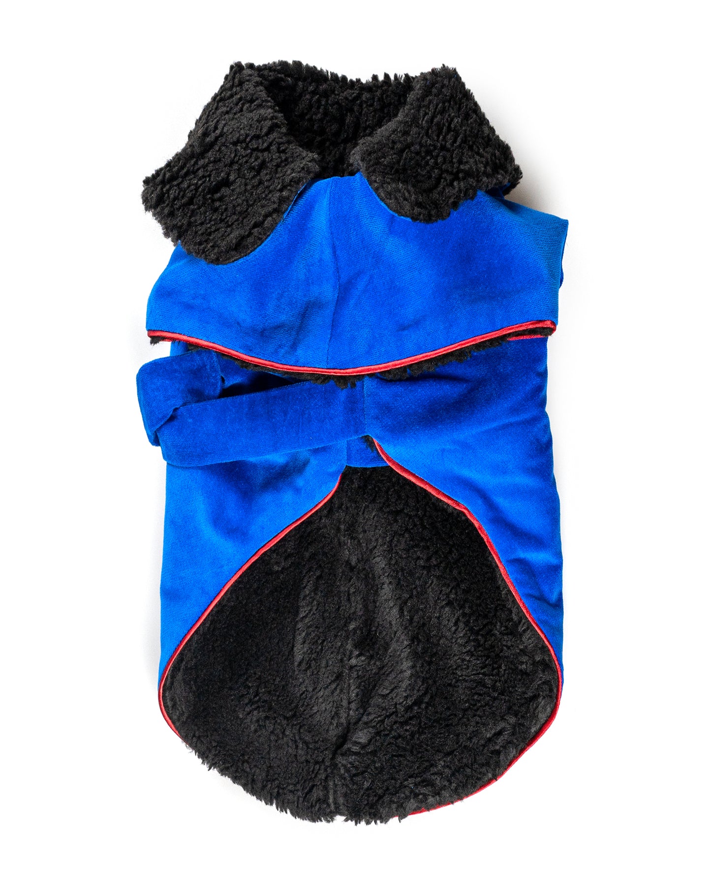 Velvet wrap coat with ecofur lining