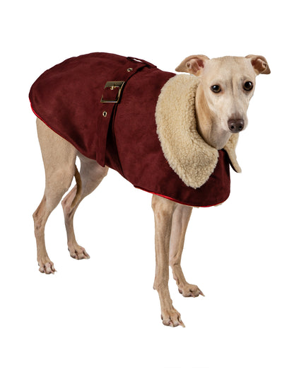 Ecosuede wrap coat with ecofur lining