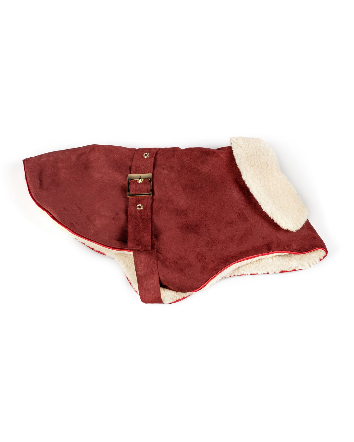 Ecosuede wrap coat with ecofur lining