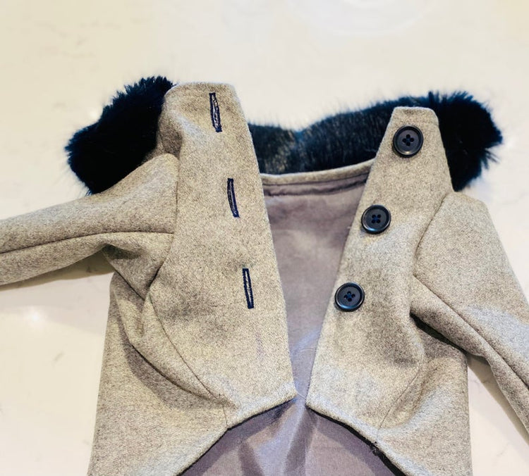 Glamorous Wool Coat with Faux Fur Collar